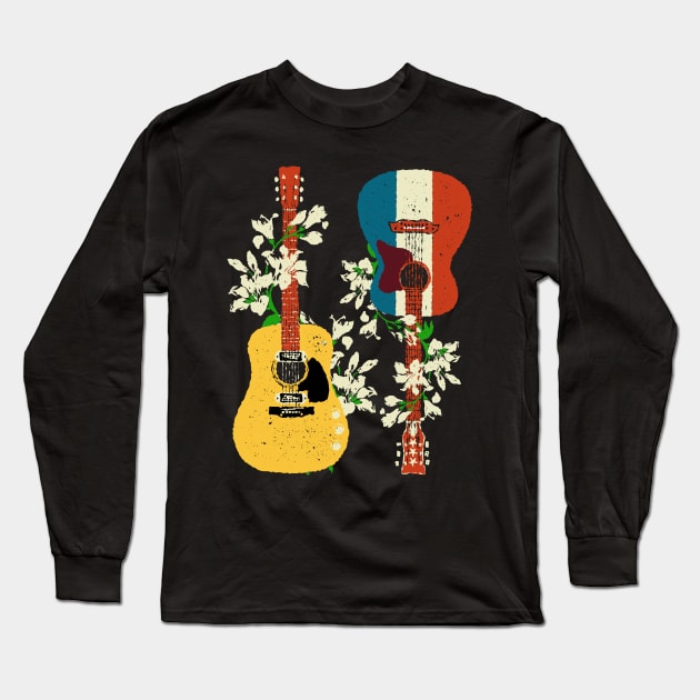 Nirvana Unplugged Guitars Long Sleeve T-Shirt by Daniel Cash Guitar